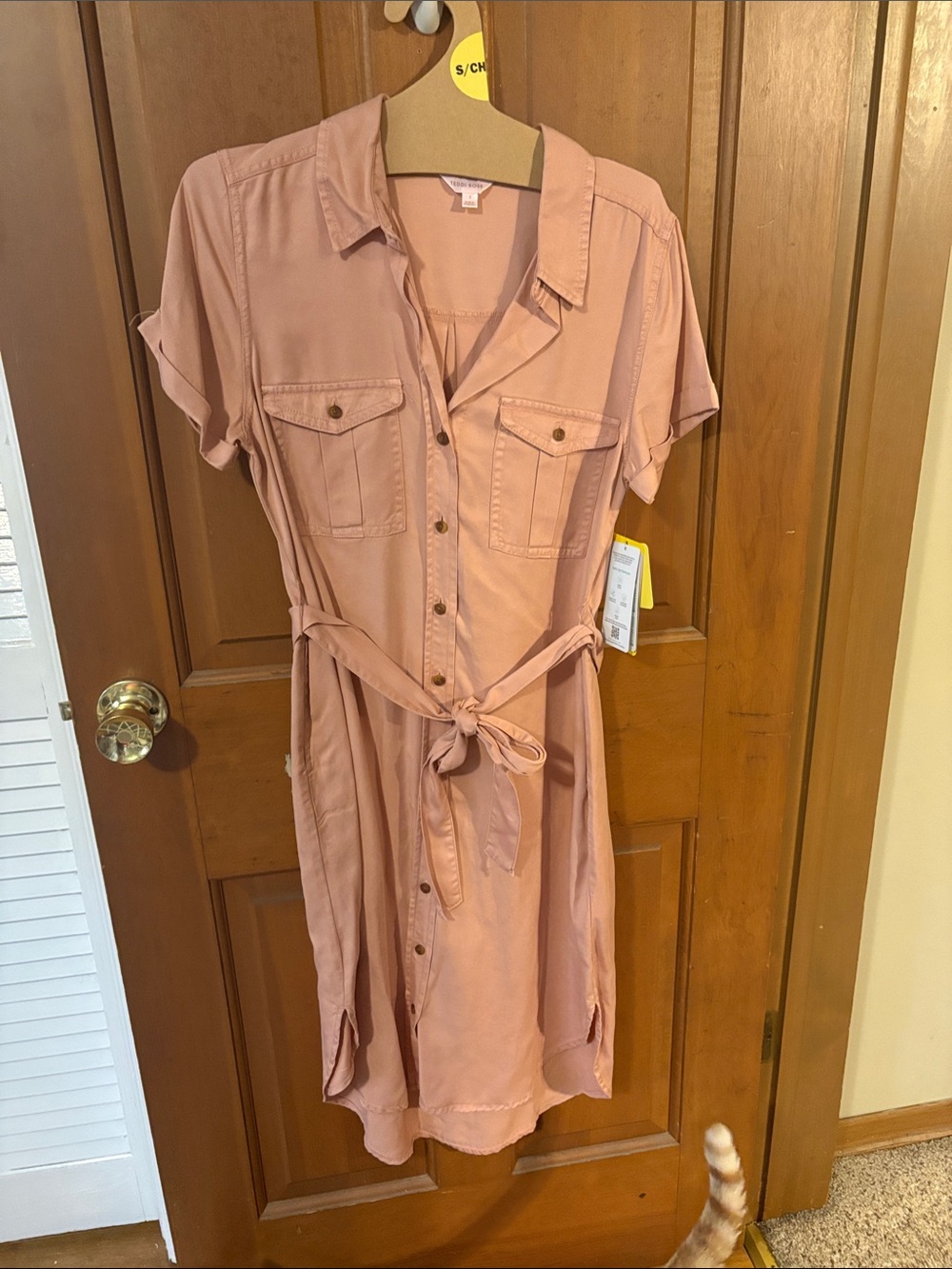 Women's Short Sleeve Shirt Dress in Dusty Rose